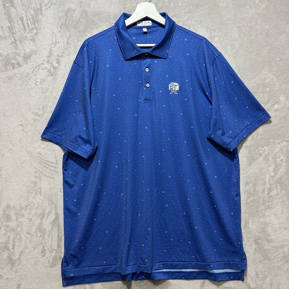 Peter Millar Men's Polo Shirt Size XL Summer Comfort Fish Print RFCC Embroidered